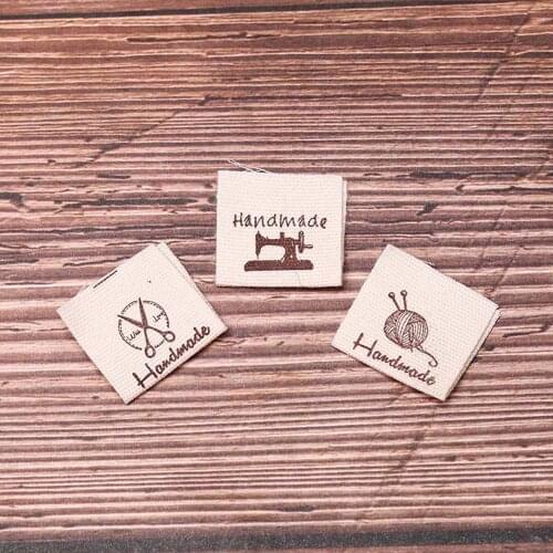 100Pcs Handmade Sewing machine/scissors/thread ball Clothing Labels Embossed Tags DIY Labels For Garment Sewing Accessories