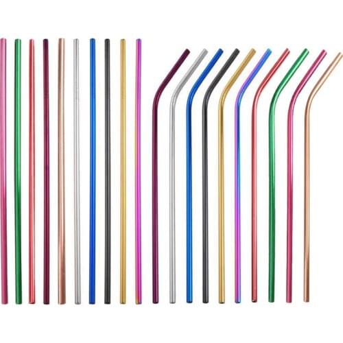 2/4pcs Metal Reusable 304 Stainless Steel Straws Straight Bent Drinking Straw With Case Cleaning Brush Set Party Bar accessory