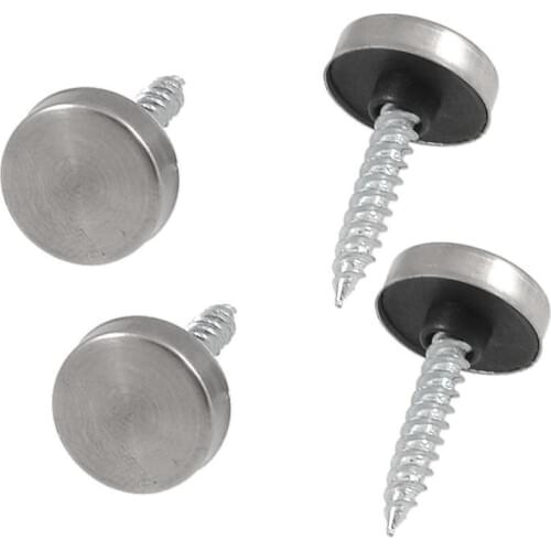 4 Pcs 20mm Dia Stainless Steel Cap Cover Decorative Mirror Screws