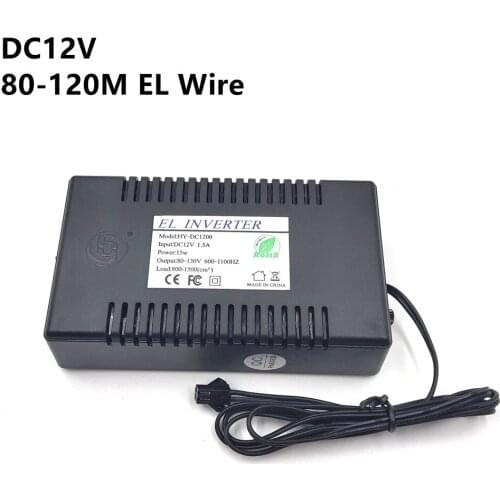 DC12V Power Supply Adapter Driver Controller Inverter For 80-120M El Wire Electroluminescent Light