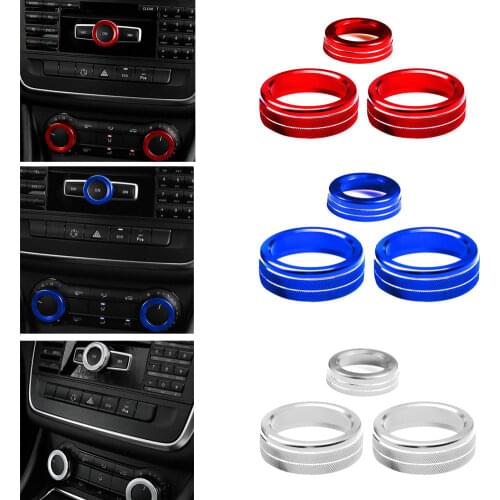 Car styling For Mercedes Benz A B C E Class GLK GLA CLA GLE ML GL AMG Air Conditioning volume knob decoration cover sticker
