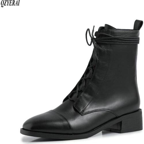 QZYERAI New style Genuine leather Riding boots Womens boots The European Autumn and winter Female boots cowhide Womens shoes