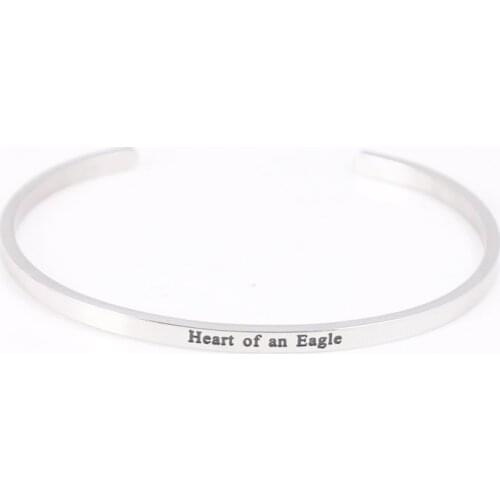 Trending Products "Heart of An Eagle" Engraved Mantra Bracelets 316L Stainless Steel Personalized Mantra Hand Imprint Bracelet