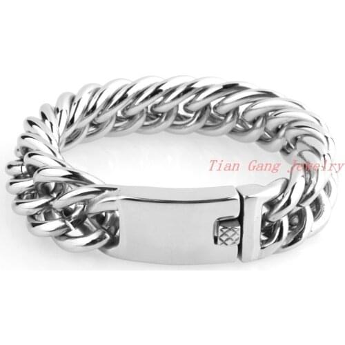 New Fashion Bracelet For Men Jewelry HIgh Quality Silver Color Gold Color Stainless Steel Bracelets & Bangles 19mm Wide