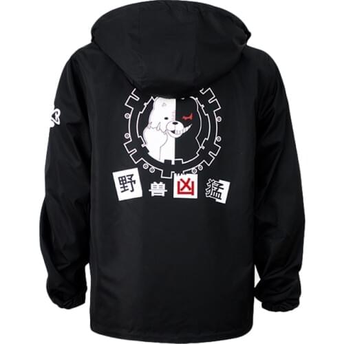 Brdwn Danganronpa Unisex Monokuma Cosplay Costume Double-sided Long Hoodie Casual Coat Cotton-padded Wadded Jackets