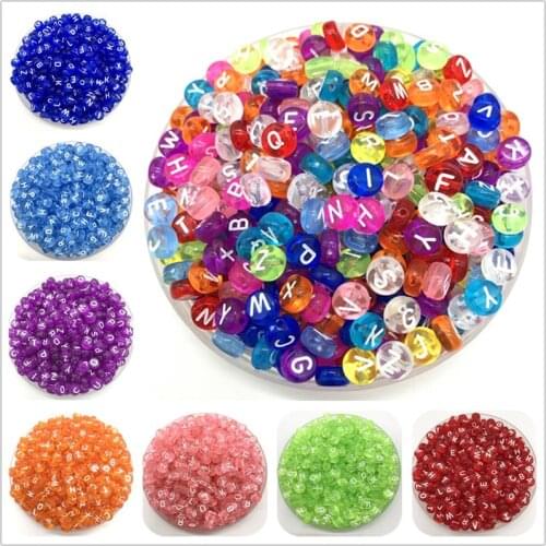 100pcs 7mm Letter Beads Colorful Mix Oval Shape 26 Alphabet Charms DIY Beads For Bracelet Necklace Jewelry Making