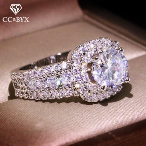 CC Women Rings Ladies Fashion Jewelry Double Layer Super Flash Cubic Zirconia Square Wedding Bridal Anel Drop Shipping CC3103