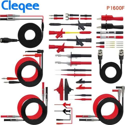 Cleqee P1600C/D/E/F 18 in 1 Pluggable Multimeter probe test leads kit automotive probe set IC Test hook Fluke BNC-Test cable