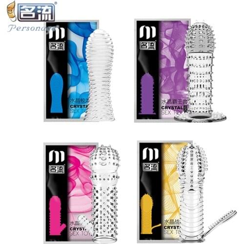 Sex Toys Products Crystal Crystal Dildo 2/4pcs Sleeve for Penis Reusable Condoms G Spot Floating Point Conones Adult