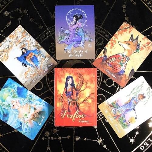 Foxfire The Kitsune Oracle 45 Cards Deck Tarot With Guidebook Card Game Board Beautiful Cards Fox Tarot Divination Moonology