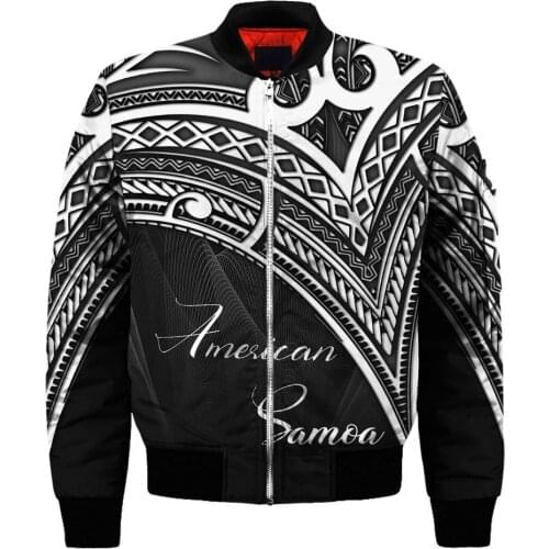 Hawaii Plumeria American Samoa Mens Unisex 3D Print Bomber Jackets Zipper Flight Jacket Casual Thick Coat Women New Streetwear 3