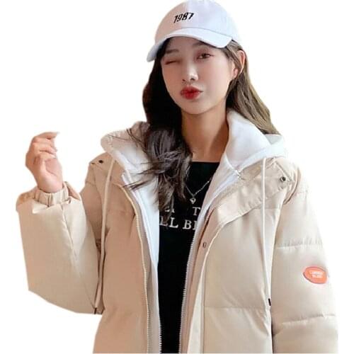 2021 Winter Jacket Long Women Parka Thick Fake two-piece New Winter Coat Woman Puffer Padded Cotton Jacket Hooded Outwear Female