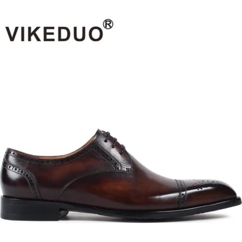 Vikeduo 2020 Hot Handmade Fashion Luxury Brogue Wedding Office Party Dance brand male Dress Genuine Leather Mens Derby Shoes
