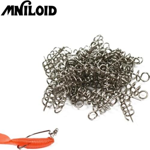 MNILOID 50pcs/lot 14mm soft Bait Spring Lock Pin Crank Hook & Soft Bait Connector Fixed Pins Latch Fishing Accessories pesca