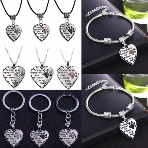 Fashion"No Longer By My Side"Pink Black Clear Pet Paw Charm Pendant Chain Necklace Dog Cat Pet Memorial Necklaces Women Men Gift