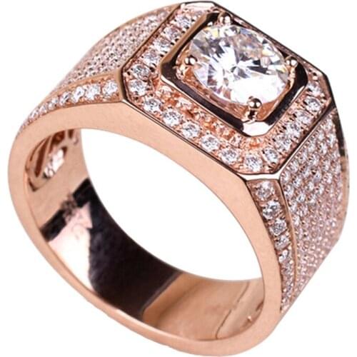 Luxury Wide Version Full Diamond Real 925 Sterling Silver Mens Rings Elegant Engagement Wedding Original Design Jewelry Vintage