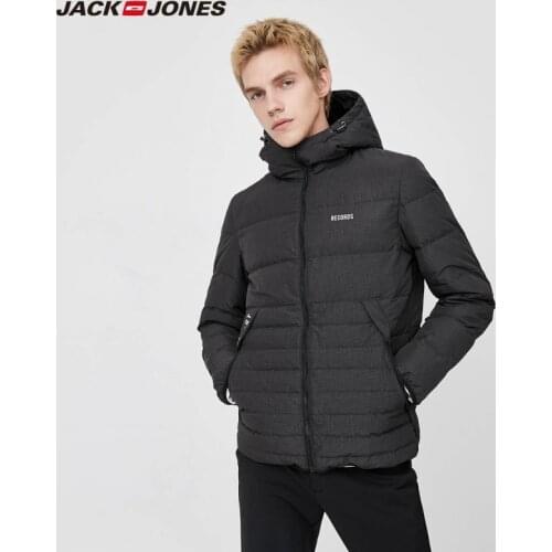 JackJones Mens Winter Warm Hooded Stand-up Collar Short Down Jacket| 219412511