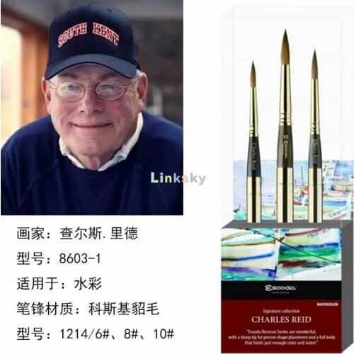 Escoda Escoda Signature Collection Artist Watercolor Brush Set,8608 Gouache Brush,8610 Acrylic Painting Brush