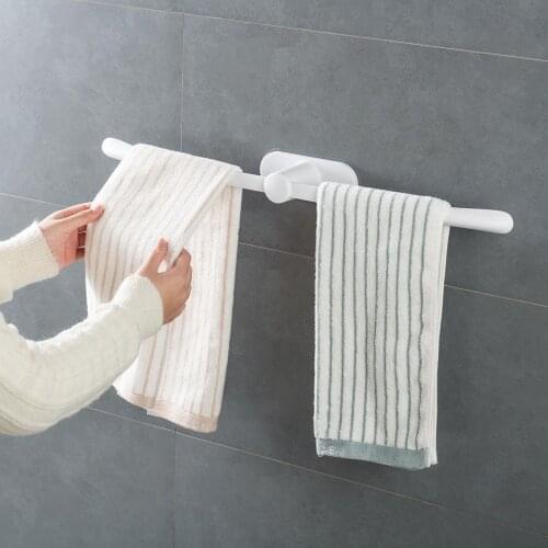 Wall Mount towel Storage racks Bathroom toilet Organizer Holder kitchen Rack Removable Punch-free Sticky Kitchen
