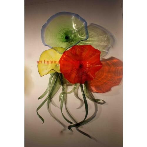 2018 New Dale Chihuly Hand Blown Glass Hanging Plates Wall Art Colorful Glass Pipes