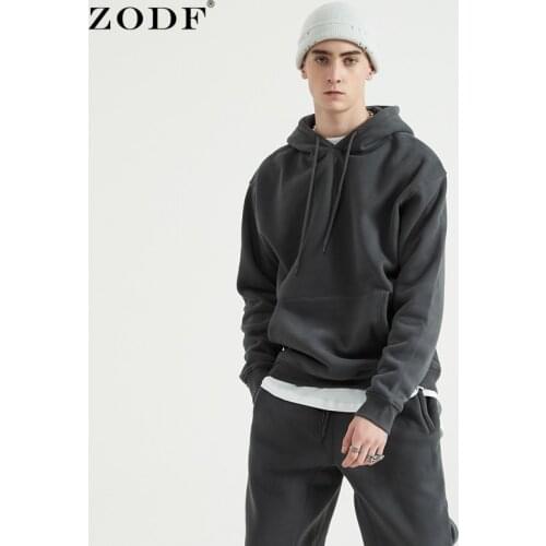 ZODF 2021 New Men Solid Thick Hoodies Oversized Casual Hooded Sweatshirt Loose Pullover Hoodie For Autumn Winter 26 Colors