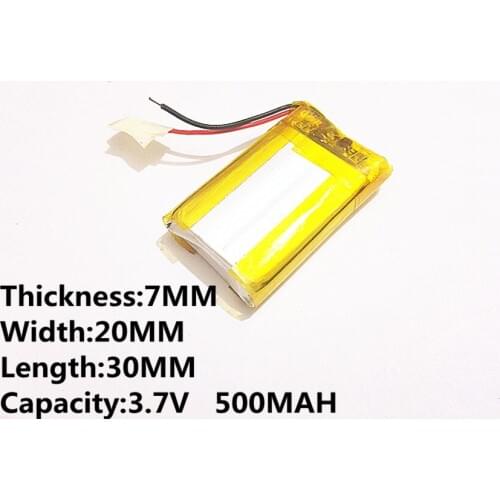 Wholesale 10 pcs 3.7V 500mAh 702030 LiPo lithium Polymer Rechargeable Battery For Mp3 MP4 DVD GPS bluetooth Video games Toys