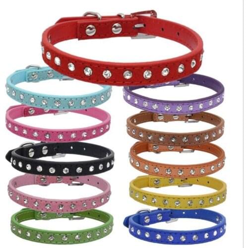Pu leather Dog Collar Crystal Rhinestone Puppy Cat Collars Necklace Neck Strap personality pet products collar Pet Accessories