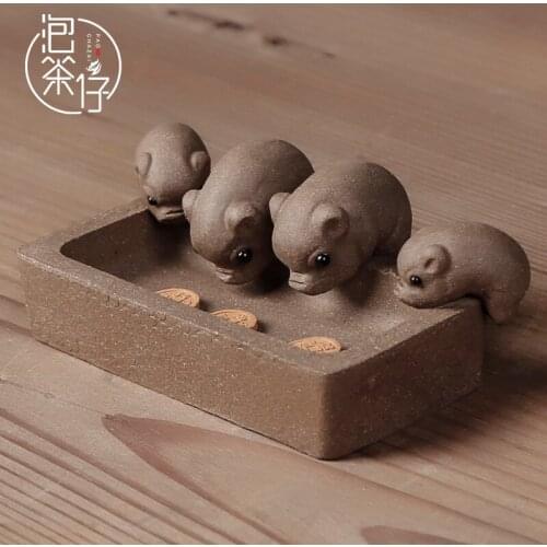 Sand tea pet pig pig drinking tea sets tea tea ceremony for her personality pure manual small place on the tea table