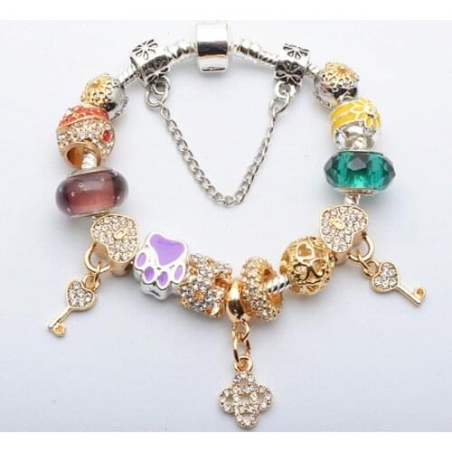 Popular Bracelet Charms Luxurious Gold Beads NEW European Bracelets DIY Popular Jewelry Precious Gift With Free Flannel Bag
