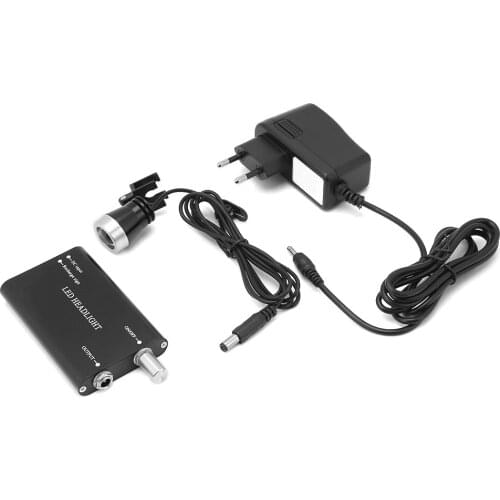 1pc 110-240V Portable Dental LED Rechargeable Headlight Lamp Light for Magnifier EU Plug Black