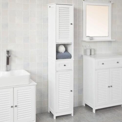 Bathroom Cabinet Floor-Standing Bathroom Toilet Furniture Cabinet White Wood-Plastic Board Cupboard Shelf Storage Rack HWC
