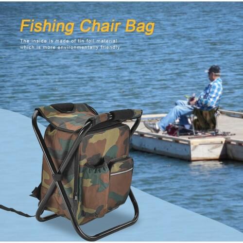 Outdoor Folding Camping Fishing Chair Stool Portable Backpack Seat Bag Cooler Insulated Picnic Bag Hiking Seat TableTackle