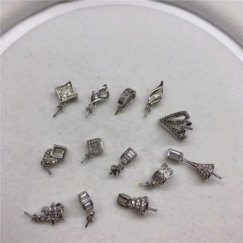 MIX STYLE Silver Plated Material Pendant Mountings Findings Settings Parts Fittings for Akoya Edison Pearls Corals, Jade