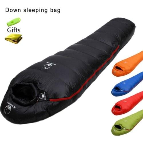 850g 1750g White Goose down filled Adult Mummy style Sleeping bag Fit for Winter Thermal 4 kinds of thickness Camping Travel