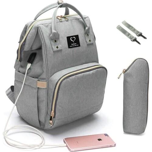 Diaper Bag Mummy Backpack USB Large Capacity Nappy Bag Waterproof Maternity Travel Nursing Bags Baby Care Stroller Hook Handbags