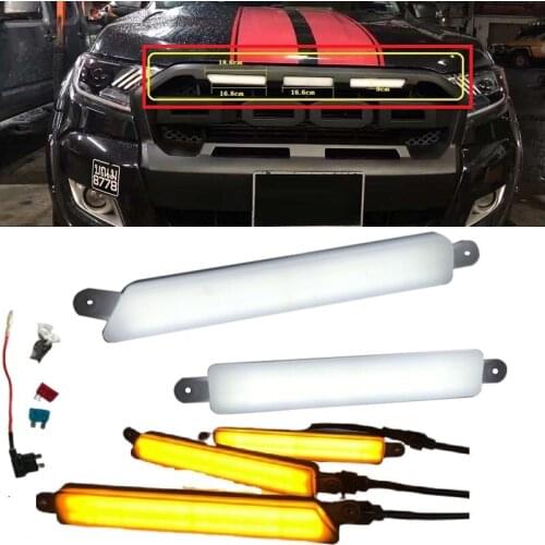Led Drl Daytime Lights Front Mesh Mask Cover Leds Lighting Fog Lamp Lamps Fit For Ford Ranger Everest 2018-2020 Grill