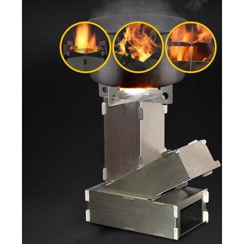 Camping Rocket Stove Outdoor Portable Picnic Camping Cook Stove Stainless Steel Stove Picnic Cooking Burners Survival Cooking
