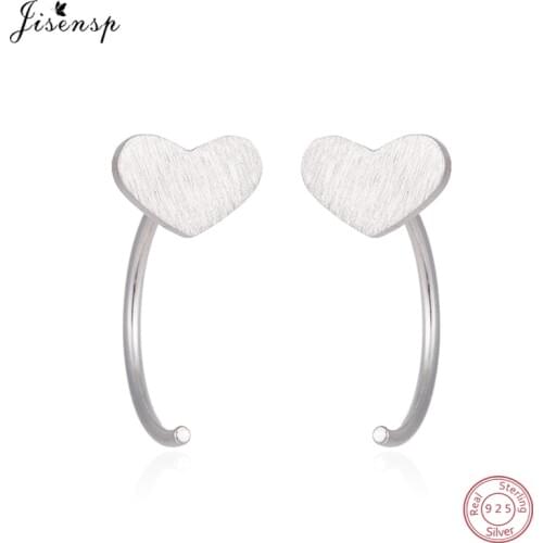 Jisensp Pure 925 Sterling Silver Earrings Heart Stud Earrings for Women Baby Kids Minimalist Jewelry Wedding Gift Fine Jewelry