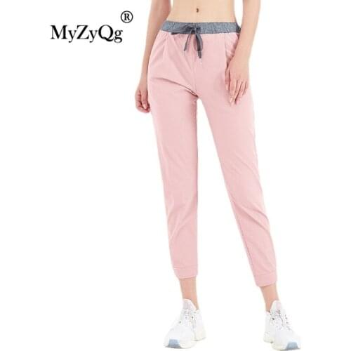 Women Drawstring Cropped Running Pants Sports Breathable Quick Dry Loose Sweatpants Fitness Outdoor Tracksuit Gym Sportswear