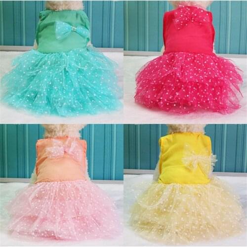 XS-XXL Summer Dress 2020 Flimsy Chiffon Pet Clothes For Small Dogs Chihuahua Puppy Cat Sweet Pups Dot Bowknot Skirt Girl Pug XL
