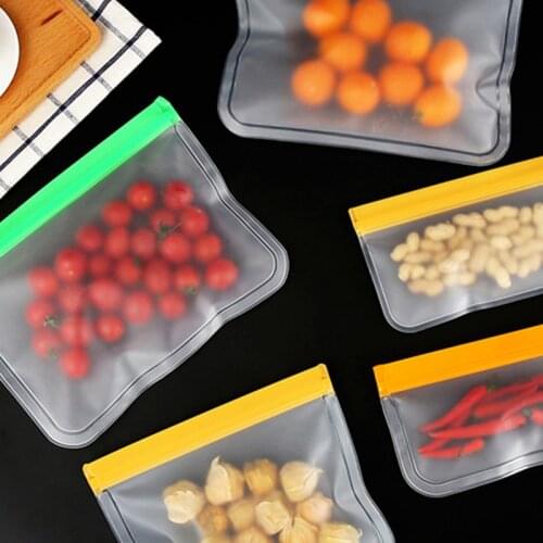 1Pc Food Storage Bag Upgrade Leakproof Top Stand Up Reusable Freezer Sandwich Ziplock PE Silicone Bag Food Preservation