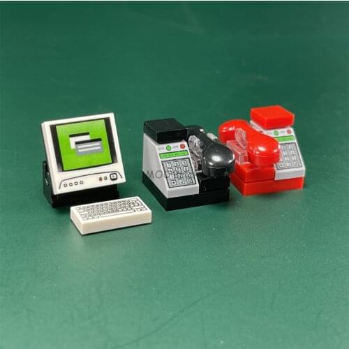 10sets/lot MOC Bricks Computer Monitor telephone Keyboard Accessories Children DIY Toys Compatible Friends City Mini Blocks