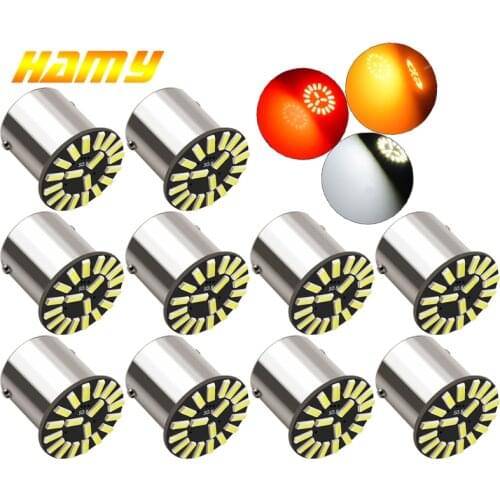 10 PCS/Lot Car LED Bulb P21W BA15S 1156 BAY15D 1157 LED Signal Light 12V 7000K 4014 SMD Car Turn Reverse Back Brake Parking Lamp