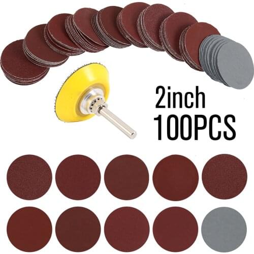 100Pcs 2"75mm Sandpaper Sander Disc Sanding Paper Polishing Pad Sandpaper+Sanding disc Set For Polishing Abrasive Cleaning Tool