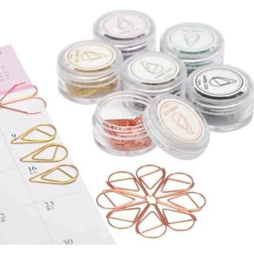 20pack/lot Colorful lovely water drop shape paper clip Metal Bookmark Metal Material Memo Clip for book School Party Supplies