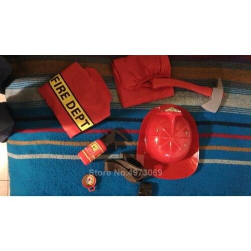 2021 Fireman Uniform Carnival Party Boys Girls Costumes with Belt Firefighter Halloween Performance Role Play for Fancy Party