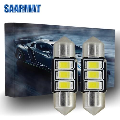 2x FOR VW Polo Sharan II Touran Touareg Licese Plate Light Bulb White 39mm 3-SMD LED CANBUS Error Free