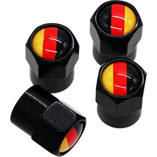 4Pcs/Pack Car Accessories for VW Audi Benz BMW Germany Flag Logo Sticker Wheel Tire Valve Caps Stem Covers Auto Styling