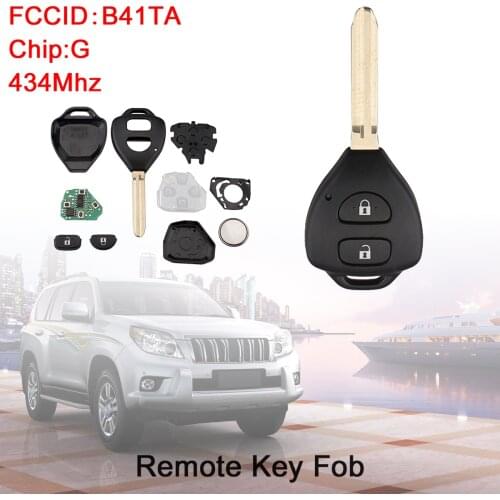 434Mhz 2 Buttons Car Remote Key Fob G Chip B41TA Fits Auto Key Replacement for Toyota Hilux 10/2009 to 05/2015 Yaris 2009 - 2015