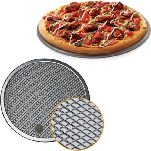 6/7/8/9/10/11/12 Inches Aluminum Pizza Pan Thicken Non-stick Pizza Baking Tray Net Round Pizza Mesh Pans DIY Baking Tools